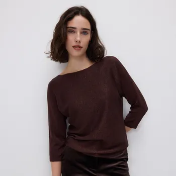 Dámský svetr Reserved - Svetr z metalické pleteniny - hnědá - 7226B-88L - 7226B-88L-XXL