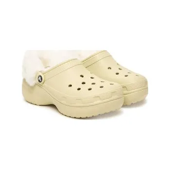 Dámská móda Nazouváky Crocs Classic Platform Fuzz Lined Clog 212854 Béžová 39_40