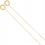 Zlaté náušnice 585 dlouhé provlékací s kulatým přívěskem z koleček, moderní