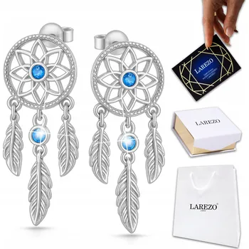 Náušnice Stříbrné Náušnice Lapače Snů s Modrými Zirkony Puzetky STŘÍBRO 925