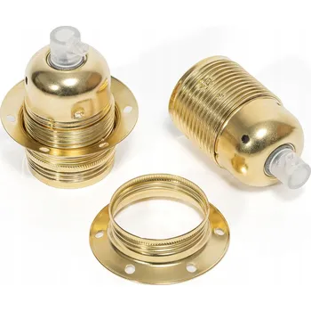 Objímka na žárovku Objímka žárovky zlatá kovová závit E27 s kroužkem