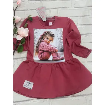 Dívčí šaty made in Italy Šaty s holčičkou a volánem 25490 barva: vínová, Rozměr: 122