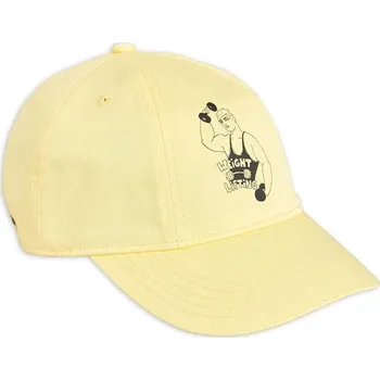 Kšiltovka Dětská bavlněná kšiltovka Mini Rodini Weight lifting 2426510223 žlutá 11X, vel. 48/50