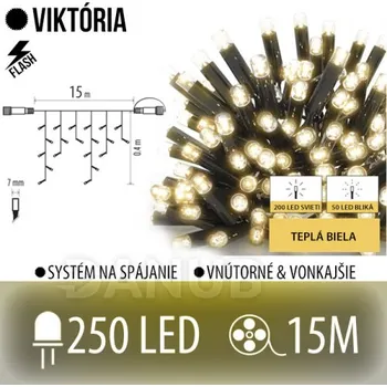 LED trubice Viktorie led světelná záclona venkovní flash - 250led - 15m teplá bílá / flash probliknutí teplá bílá