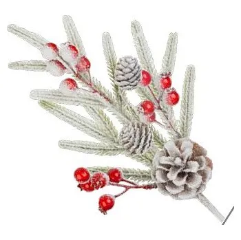 Vánoční dekorace MagicHome Vánoční větvička, zasněžená, se šípky, 34 cm