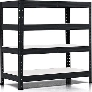 regál Policový regál Trestles RH 900x900x600, nosnost 1400 kg, 4 police bílé Barva: černá