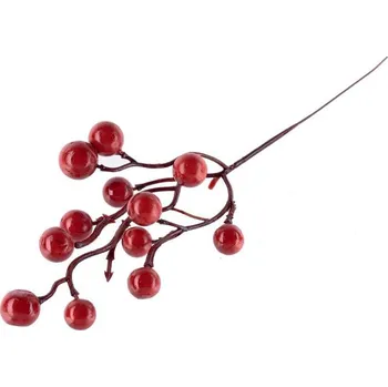 Vánoce Větvička MagicHome Berries, červená, 27cm
