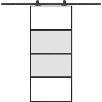 Interiérové dveře Posuvné dveře se sadou kování, Tvrzené sklo a hliník