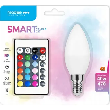 Žárovka Modee Lighting LED žárovka E14 RGB+W 4,9W 470 lumenů + DO(40W)