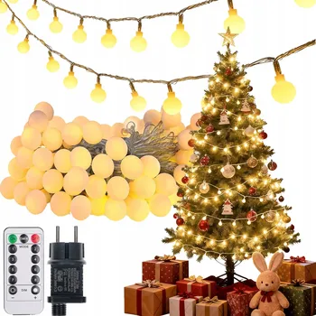 Vánoční dekorace 15M VÁNOČNÍ OSVĚTLENÍ NA STROMEČEK KULIČKY 100LED VENKOVNÍ VNITŘNÍ POHÁDKOVÉ