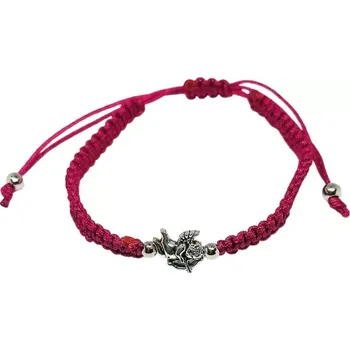 Náramek Růžový náramek provázkový s andělem
