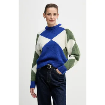 Dámský svetr Svetr s příměsí alpakové vlny Tommy Hilfiger modrá barva, WW0WW47464 57X, vel. L/XL