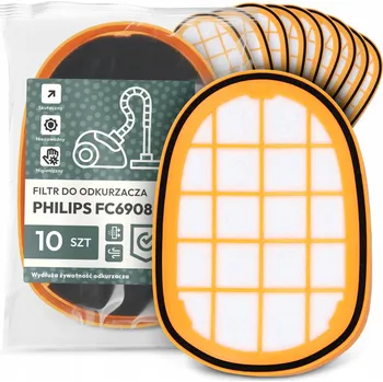Filtr do vysavače 10x FILTR do VYSAVAČE Philips FC6908 Vzduchový Pěnový Silný FILTRY EM-W