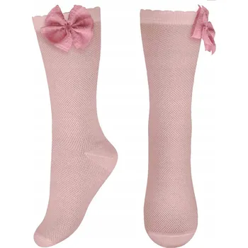 Dívčí tenké podkolenky s růžičkou pudrové Milusie, vel. 13/14