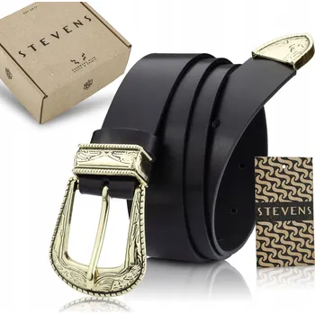 Opasek PÁSEK DÁMSKÝ KOŽENÝ RETRO VINTAGE ZLATÝ K ŠATŮM MÓDNÍ STEVENS Q3