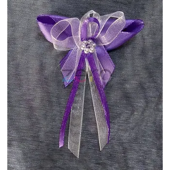 Svatební dekorace Vonička (vývazek) svatební - tm. fialová s perlovým květem I