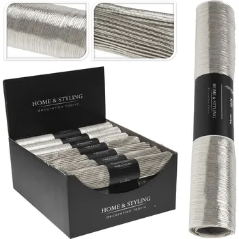 Organza látková 28x150 cm - vlnitý vzor, stříbrná barva