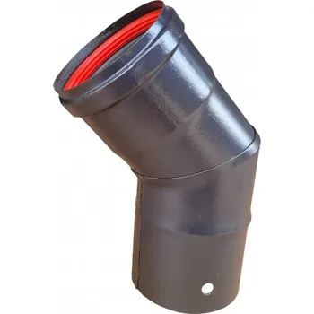 Kouřovod Žemini Žemini koleno kouřovodu s těsněním 45°, průměr 80 mm, smaltované, černé (pro peletová kamna)