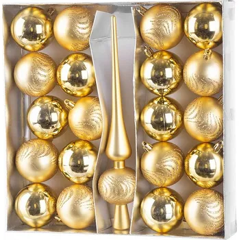 Vánoční dekorace Baňky MagicHome zlaté, 6cm, 21ks