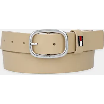 Opasek Kožený pásek Tommy Jeans dámský, béžová barva, AW0AW15836 08X, vel. 85