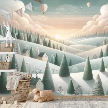 Tapeta Dovido Tapeta zimní krajina s balóny