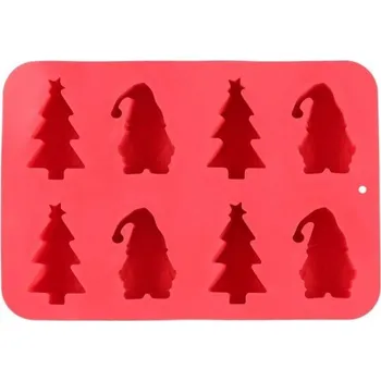 Forma na pečení SILIKONOVÁ FORMA NA PEČENÍ VÁNOČNÍCH TVARŮ 8 V 1 ČERVENÁ