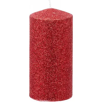 Svíčka Svíčka s glitry MagicHome červená, 5,5x12cm