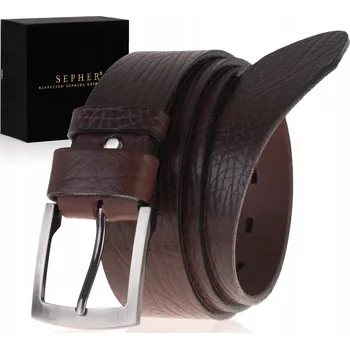 Opasek KOŽENÝ OPASEK Pánský klasický SEPHER Icarius HNĚDÝ lícová kůže ke kalhotám