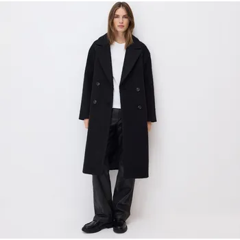 Dámský kabát Reserved - Dvouřadý kabát oversized - černý - WM915-99X - WM915-99X-XS