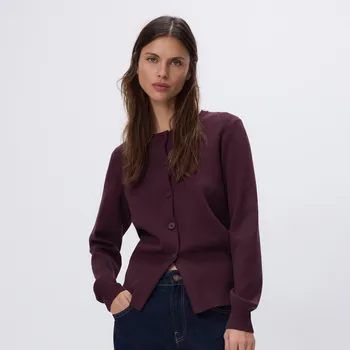 Dámský svetr Reserved - Kardigan s viskózou - bordó - 229HI-53X - 229HI-53X-S