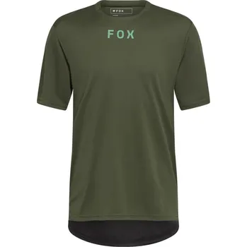 cyklistický dres Pánský cyklo dres FOX Ranger Ss Jersey Wordmark, Dark Sage - M