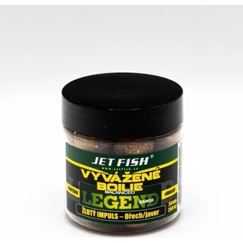 Boilies Vyvážené Boilie Jet Fish Legend Range Žlutý Impuls - Ořech / Javor 250ml - 20 mm