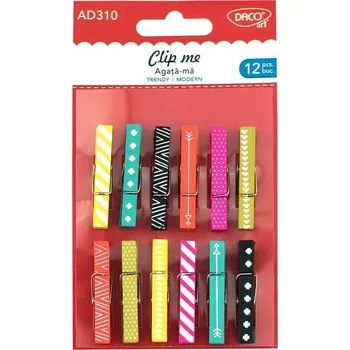 Dřevěné barevné kolíčky - 12 ks