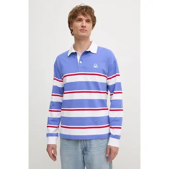 Pánské tričko Bavlněné tričko s dlouhým rukávem United Colors of Benetton fialová barva, 3KUJU301E 48X, vel. L