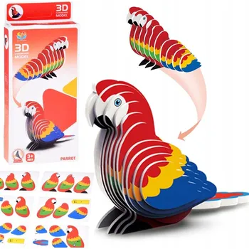 Puzzle 3D Puzzle kartonový model barevný papoušek ARAU kutilství 24 dílků ZA5719