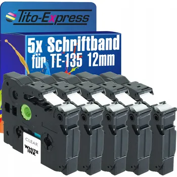 Pásek do tiskárny 5x Páska do BROTHER TZ-135 12mm TZe-135 průhledná