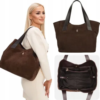 Kabelka Wojewodzic shopper kabelka z pravé přírodní semišové kůže – hnědá