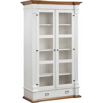 Komoda Rustikální vitrína SWEET HOME VIT65 Barevné provedení: Bílá - světle hnědá medová lak