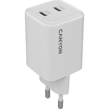 Univerzální síťová nabíječka Canyon CU45CC GaN 45W 2x USB-C Bílá
