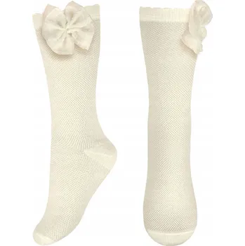 Dívčí tenké podkolenky s rozetkou ecru Milusie, vel. 13/14