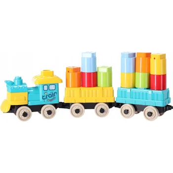ostatní stavebnice SADA KOSTEK - VLAK S VAGONKY STAVEBNICE BAREVNÝ
