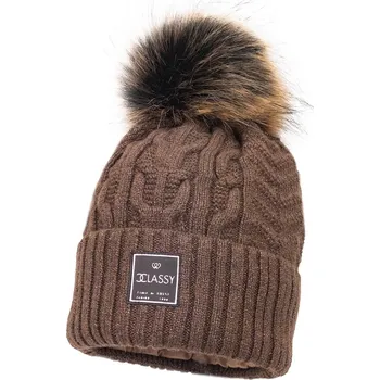 Čepice Dětská čepice s příměsí vlny Jamiks FEMKE II FEMKE.II.NAK.gl.JZH458 hnědá 88X, vel. 54