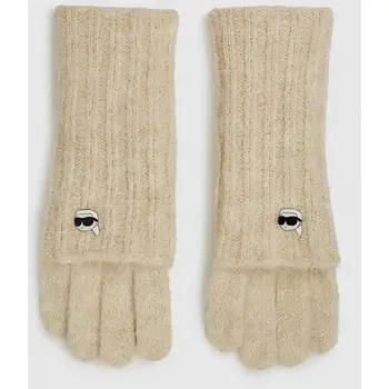 Rukavice Rukavice Karl Lagerfeld IKON dámské, béžová barva, A4W33054 02X, vel. L