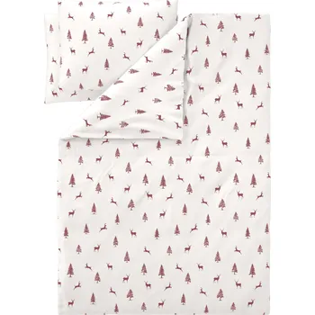 Povlečení LIVARNO® Ložní povlečení z jemného flanelu, 200 x 220 cm, 70 x 90 cm (jeleni / jedle červená)
