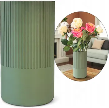 Váza VYSOKÁ VÁZA, OLIVOVÁ NEROZBITNÁ 20 CM, MODERNÍ VÁZA NA KVĚTINY BOHO