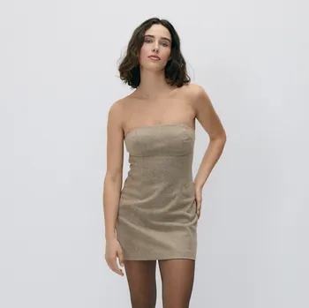 Dámské šaty Reserved - Mini šaty - béžová - 186HU-08X - 186HU-08X-L