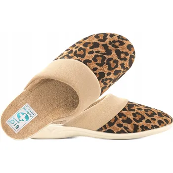 Dámské pantofle ADANEX 29813 TEXTILNÍ DOMÁCÍ PANTOFLE PANTOFLE SANDÁLE BIO PU panterka 36 Béžová