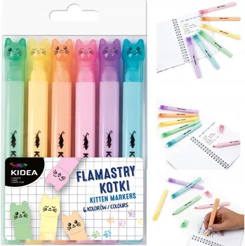 KIDEA fixy pastelové zvýrazňovače kočičky 6 barev