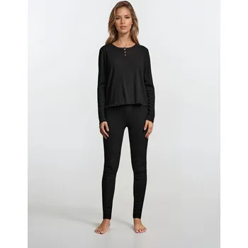 Dámská móda Sinsay - Žebrované dvoudílné pyžamo - černá - 171GF-99X - 171GF-99X-M