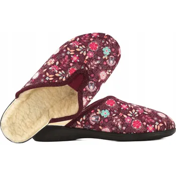 Dámské pantofle ADANEX 29840 TEXTILNÍ DOMÁCÍ PANTOFLE PAPUČE ZATEPLENÉ VLNOU BIO PU Bordó 39